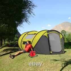 Tente de camping Outsunny en dôme, tente pop-up avec fenêtres pour 4 personnes, jaune