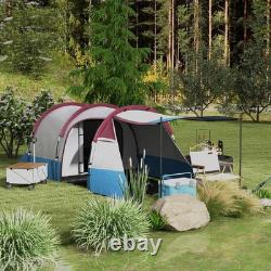 Tente de camping Outsunny, grande tente en tunnel avec chambre et salon, 2000 mm Wa
