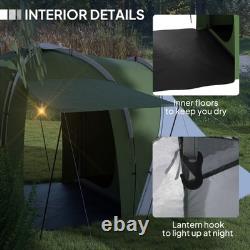 Tente de camping Outsunny grande, tente tunnel avec 2 chambres et espace de vie, 2000mm