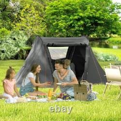 Tente de camping Outsunny pour 3 personnes avec 2 chambres, étanchéité 3000mm, gris