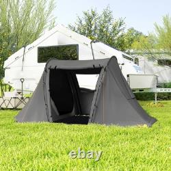 Tente de camping Outsunny pour 3 personnes avec 2 chambres, étanchéité 3000mm, gris