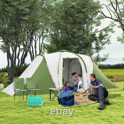 Tente de camping Outsunny pour 4-6 personnes avec 2 chambres et une salle de vie, verte, blanche