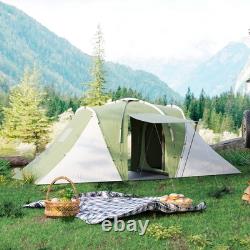 Tente de camping Outsunny pour 4-6 personnes avec 2 chambres et une salle de vie, verte, blanche