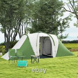 Tente de camping Outsunny pour 4-6 personnes avec 2 chambres et une salle de vie, verte, blanche