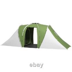 Tente de camping Outsunny pour 4-6 personnes avec 2 chambres et une salle de vie, verte, blanche