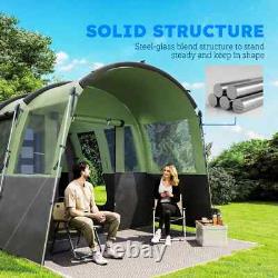Tente de camping Outsunny pour 8 personnes, design en tunnel avec 4 grandes fenêtres, verte