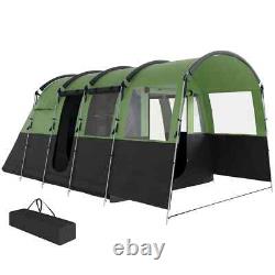Tente de camping Outsunny pour 8 personnes, design en tunnel avec 4 grandes fenêtres, verte
