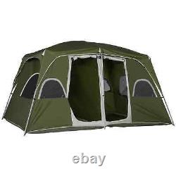 Tente de camping Outsunny, tente familiale 4-8 personnes 2 pièces, avec de grandes fenêtres en filet.