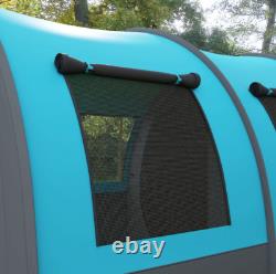 Tente de camping Outsunny, tente familiale imperméable 3000 mm pour 5-6 personnes, gris et bleu