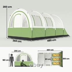 Tente de camping Outsunny, tente familiale imperméable 3000 mm pour 5-6 personnes, verte