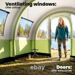 Tente de camping Outsunny, tente familiale imperméable 3000 mm pour 5-6 personnes, verte