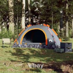 Tente de camping WALPLUS 4 personnes grise et orange à libération rapide et imperméable