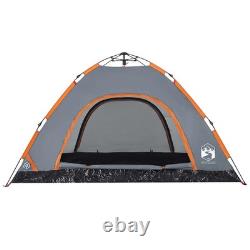 Tente de camping WALPLUS 4 personnes grise et orange à libération rapide et imperméable