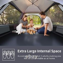 Tente de camping Yafaca, tente pop-up 3 personnes extra grande, imperméable, dôme automatique