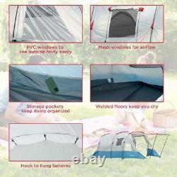 Tente de camping à deux chambres, protection UV, imperméable, résistante aux intempéries, 6-8 personnes.