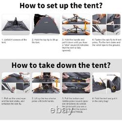 Tente de camping automatique 3 places ultralégère imperméable à double paroi avec ouverture pop-up