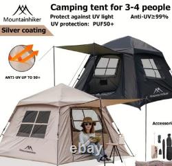 Tente de camping automatique pop-up Mountainhiker noire, 2 personnes, imperméable PU2000, protection UV