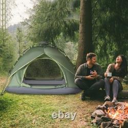 Tente de camping automatique pop-up Outsunny pour 3 personnes, double couche, vert foncé