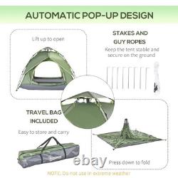 Tente de camping automatique pop-up Outsunny pour 3 personnes, double couche, vert foncé