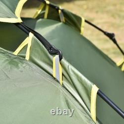 Tente de camping automatique pop-up Outsunny pour 3 personnes, double couche, vert foncé