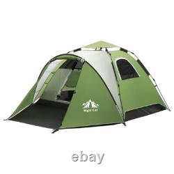 Tente de camping automatique pop-up instantanée pour 3-4 personnes, abri familial pour activités de plein air et randonnée