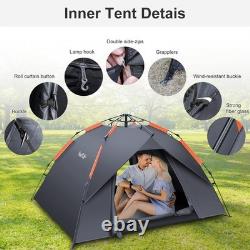 Tente de camping automatique pour 3 personnes, tente dôme pop-up imperméable et coupe-vent