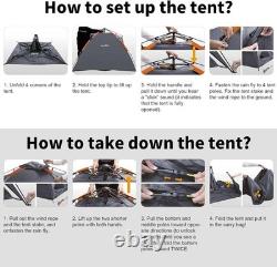 Tente de camping automatique pour 3 personnes, tente dôme pop-up imperméable et coupe-vent