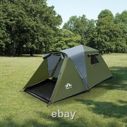 Tente de camping automatique, tente familiale pour 3 personnes, 3000 mm étanche, avec sac de transport