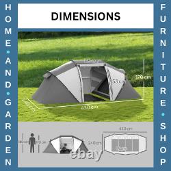 Tente de camping avec fenêtres en mesh résistantes aux intempéries et portes zippées en gris charbon