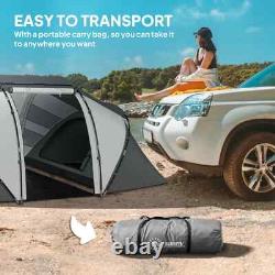 Tente de camping avec fenêtres en mesh résistantes aux intempéries et portes zippées en gris charbon
