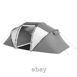 Tente de camping avec fenêtres en mesh résistantes aux intempéries et portes zippées en gris charbon