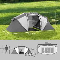 Tente de camping avec fenêtres en mesh résistantes aux intempéries et portes zippées en gris charbon