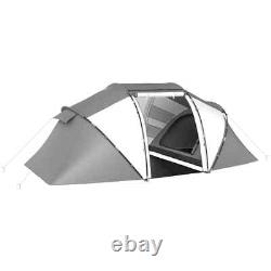 Tente de camping avec fenêtres en mesh résistantes aux intempéries et portes zippées en gris charbon