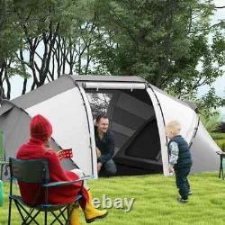 Tente de camping avec fenêtres en mesh résistantes aux intempéries et portes zippées en gris charbon