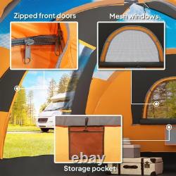 Tente de camping avec sac 5-6 personnes cadre en fibre de verre et acier randonnée extérieure orange