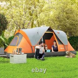Tente de camping avec sac 5-6 personnes cadre en fibre de verre et acier randonnée extérieure orange
