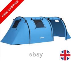 Tente de camping bleue grande tente familiale chambre salon tunnel