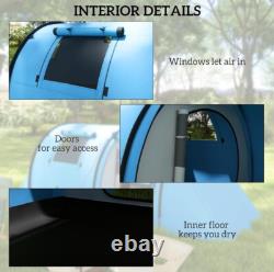 Tente de camping bleue grande tente familiale chambre salon tunnel