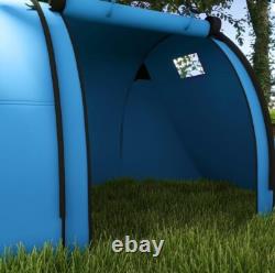 Tente de camping bleue grande tente familiale chambre salon tunnel