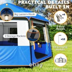 Tente de camping cabine 6 personnes, imperméable 3000 mm, protection UV30+, montage rapide