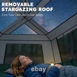 Tente de camping cabine pour 4 à 6 personnes, imperméable 3000 mm, toit amovible, montage rapide