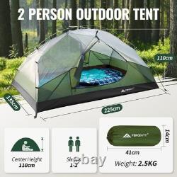 Tente de camping compacte pour 3 personnes avec revêtement imperméable PU idéale pour toutes les saisons