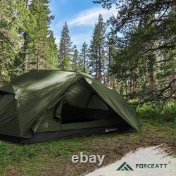 Tente de camping compacte pour 3 personnes avec revêtement imperméable PU idéale pour toutes les saisons