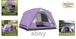 Tente de camping dôme imperméable spacieuse pour 3 à 4 personnes avec fenêtres en maille, vert olive