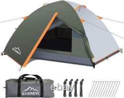 Tente de camping durable et imperméable pour 2-3 personnes, double couche, vert foncé