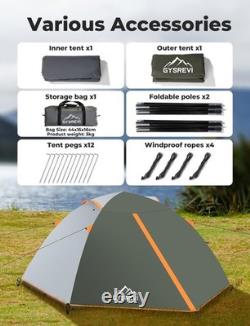 Tente de camping durable et imperméable pour 2-3 personnes, double couche, vert foncé