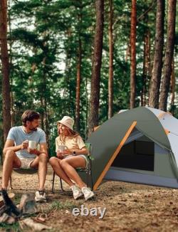 Tente de camping durable et imperméable pour 2-3 personnes, double couche, vert foncé