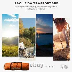 Tente de camping en dôme 4-6 personnes abri solaire étanche avec fenêtres en maille orange