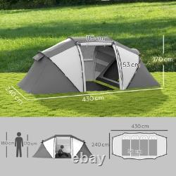 Tente de camping en dôme Outsunny pour 4-6 personnes, voyage en famille, groupe de randonnée, chambre de pêche