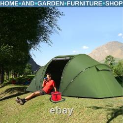 Tente de camping en dôme pour 4-6 personnes, abri de randonnée avec fenêtres en maille, vert foncé